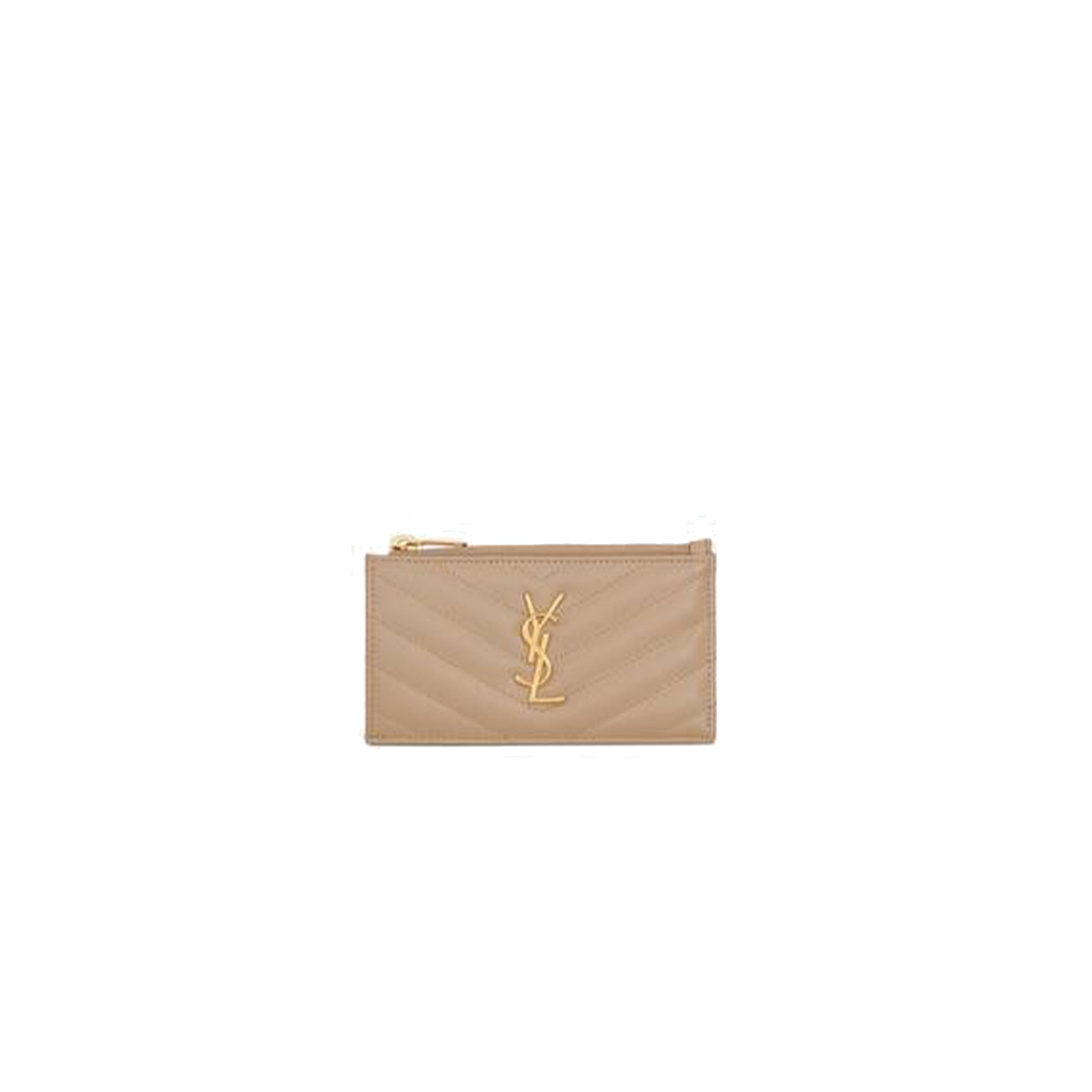 Y*L cassandre matelassÉ fragments zipped card case in grain de poudre embossed leather 607915bow012721 (13*8*2cm)
