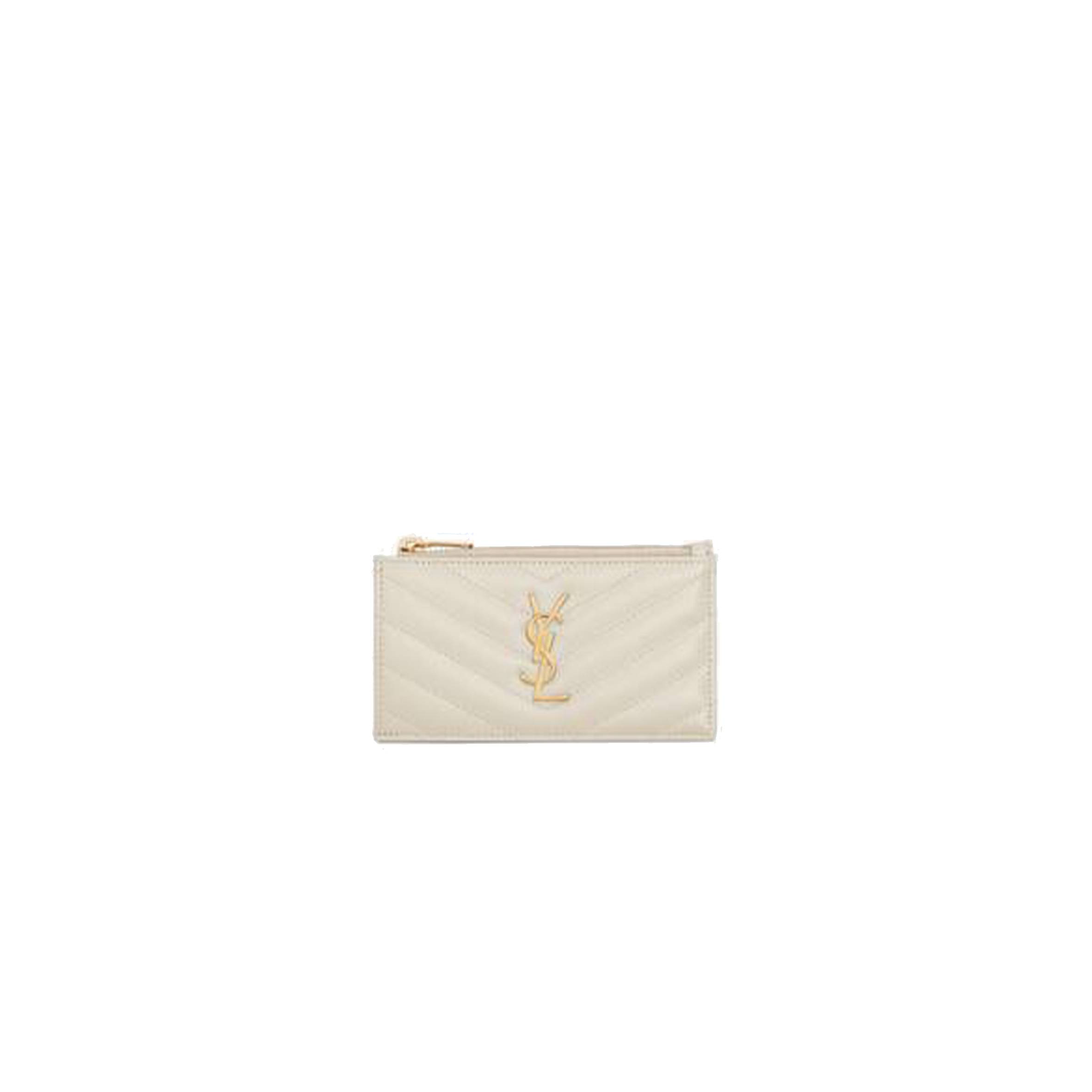 Y*L cassandre matelassÉ fragments zipped card case in grain de poudre embossed leather 607915bow019207 (13*8*2cm)