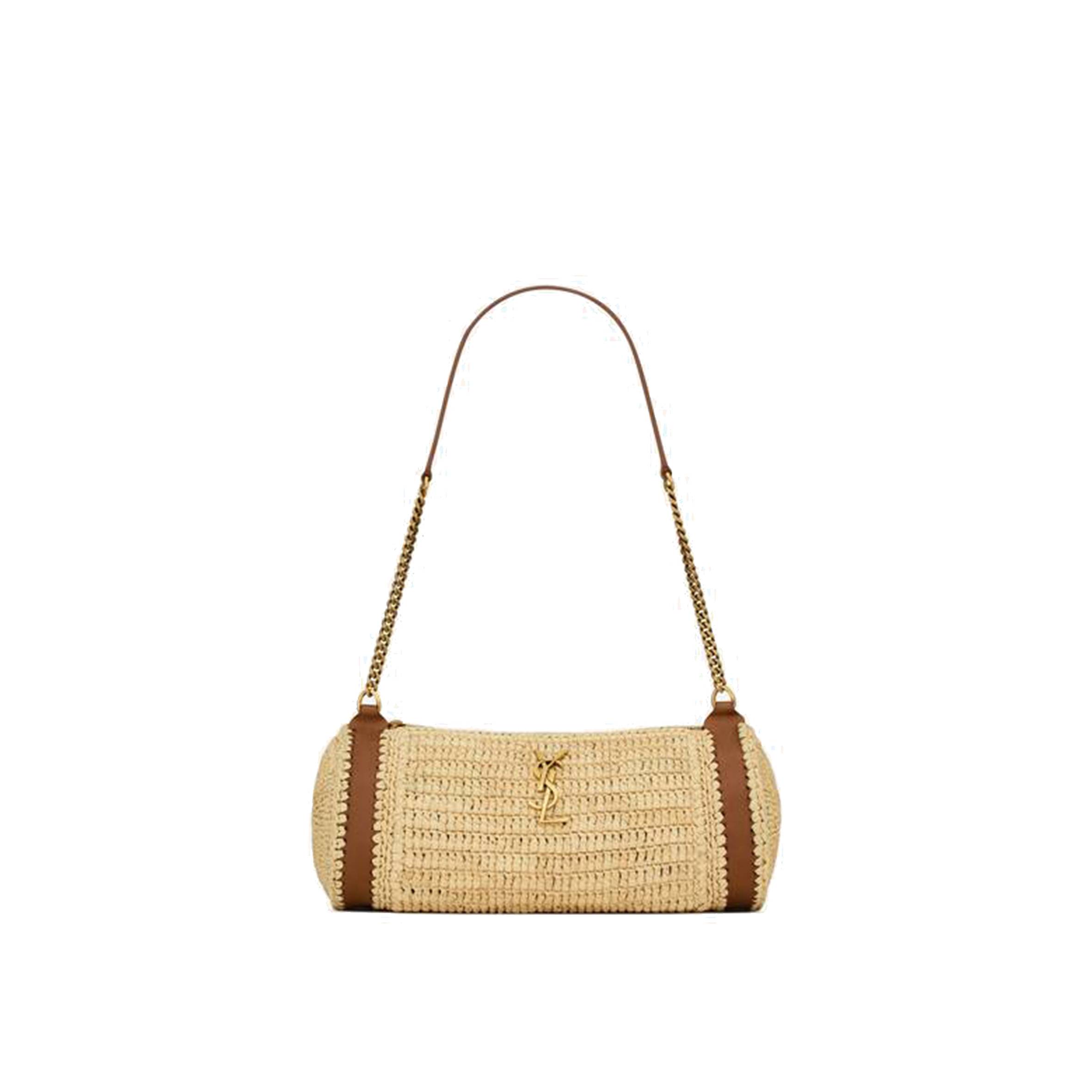 Y*L cassandre small cylindric bag in raffia and vegetable-tanned leather 744504gaabn2080 (24.5*11*11cm)
