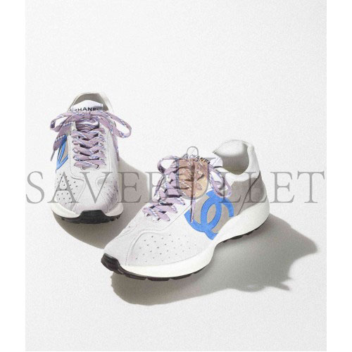 Ch*el sneakers suede kidskinlight purple, blue & dark gray  g39074 x56563 k4279