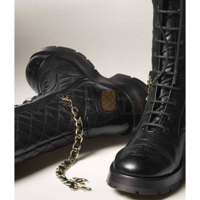 Ch*el lace-ups lambskin & grained calfskinblack g39394 y56181 94305