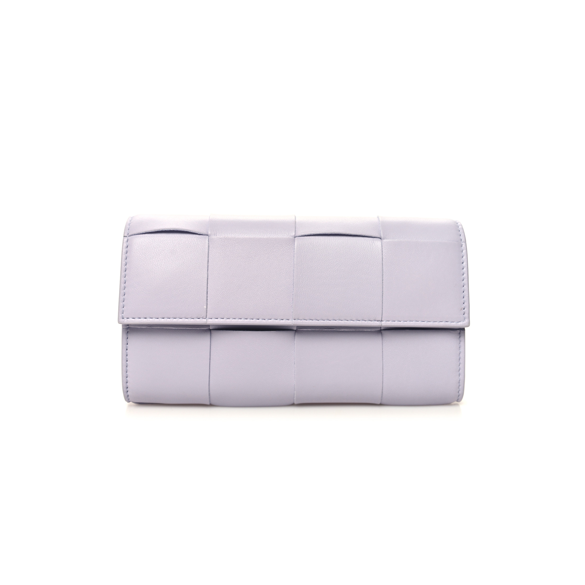 bo*te*ga Ve*ne*ta lambskin maxi intrecciato padded large flap wallet oyster lilac (19*10*4cm)