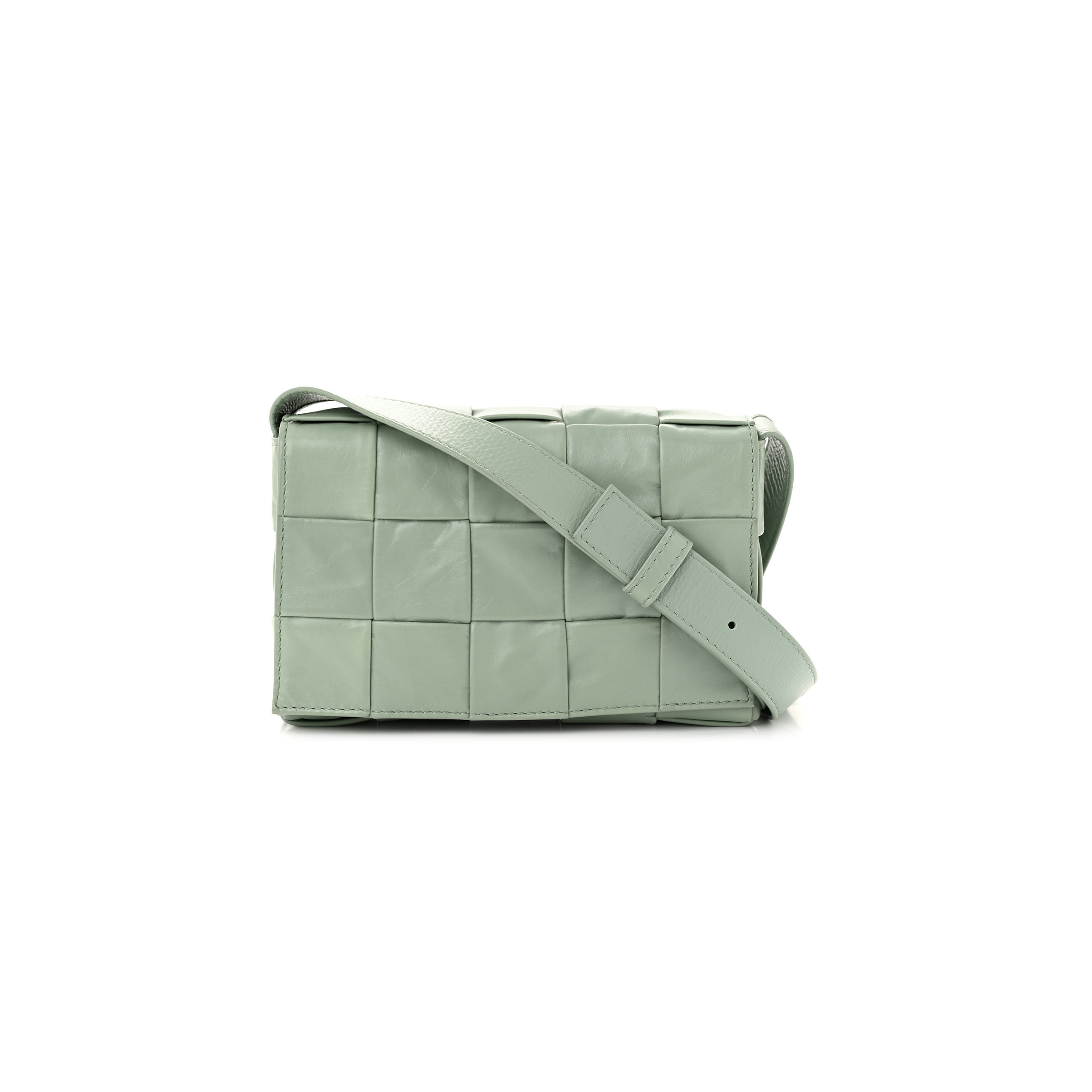bo*te*ga Ve*ne*ta paper calfskin maxi intreccio cassette crossbody bag sage (19*12*4cm)