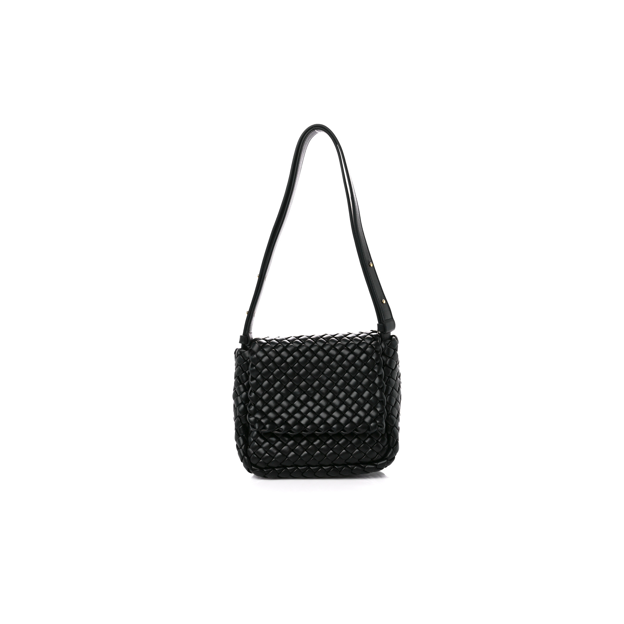 bo*te*ga Ve*ne*ta nappa intrecciato small cobble shoulder bag black (27*22*10cm)