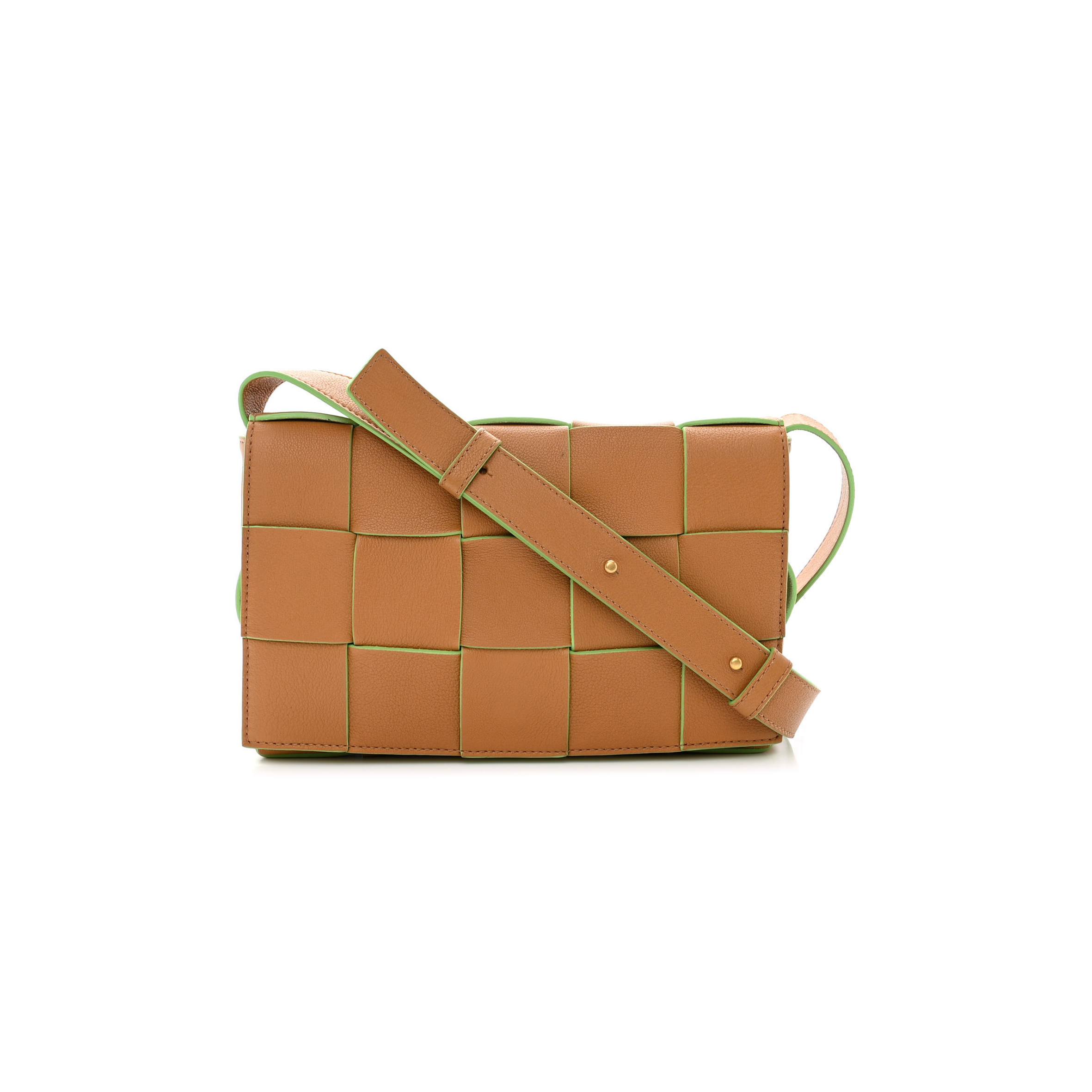bo*te*ga Ve*ne*ta grained calfskin maxi intrecciato cassette crossbody bag caramel pistachio (23*15*5.5cm)