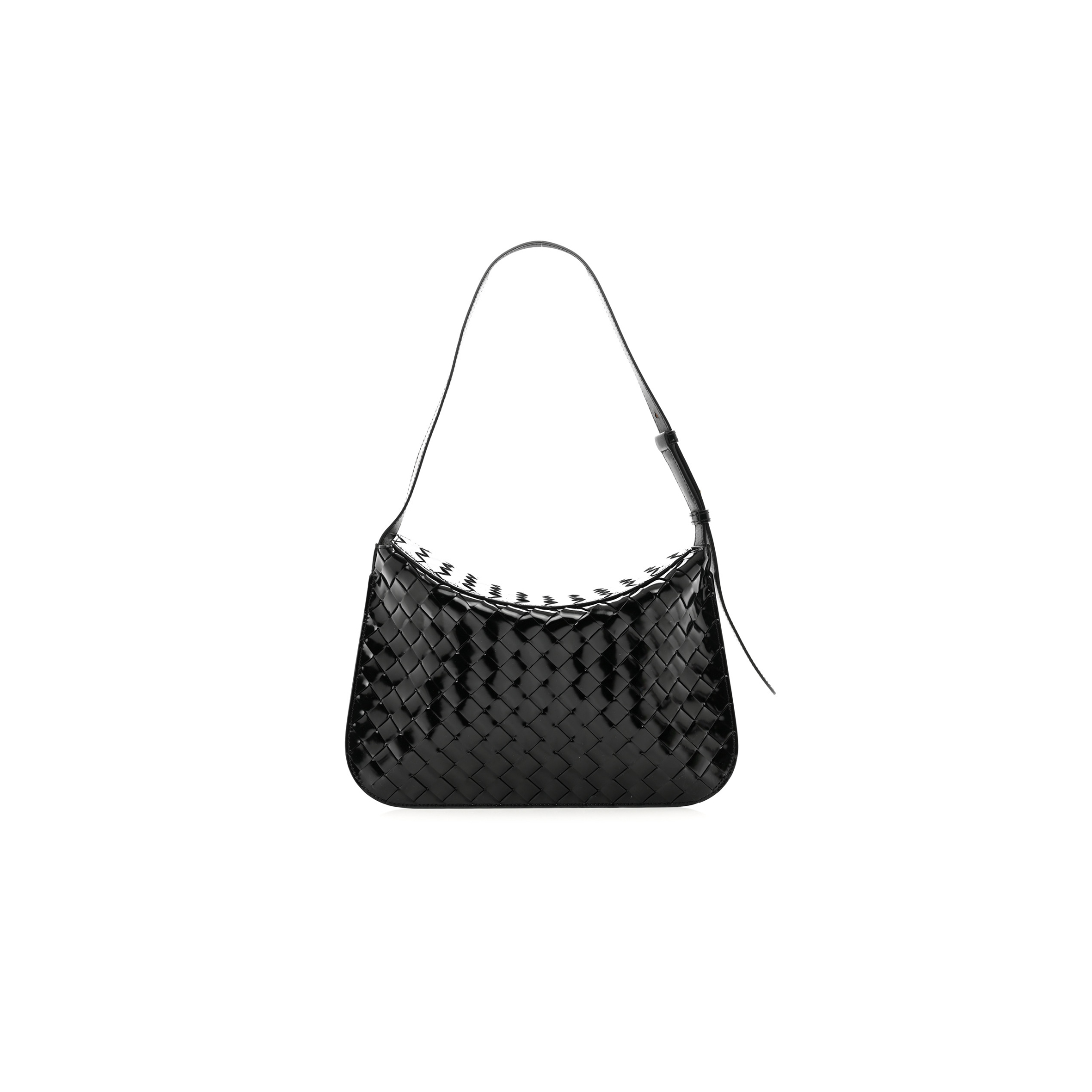 bo*te*ga Ve*ne*ta patent intrecciato shoulder bag black (31*20*3cm)