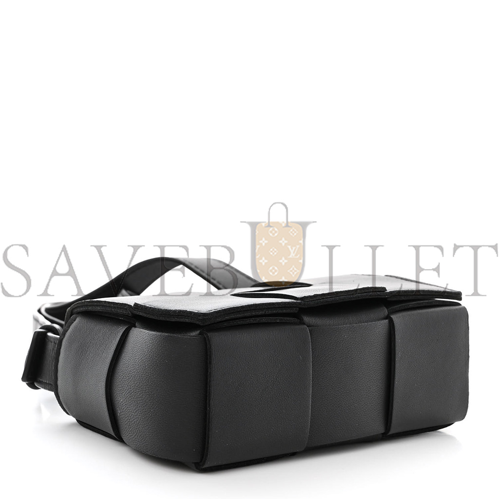 bo*te*ga Ve*ne*ta lambskin maxi intreccio candy cassette crossbody bag black (12*8*4cm)