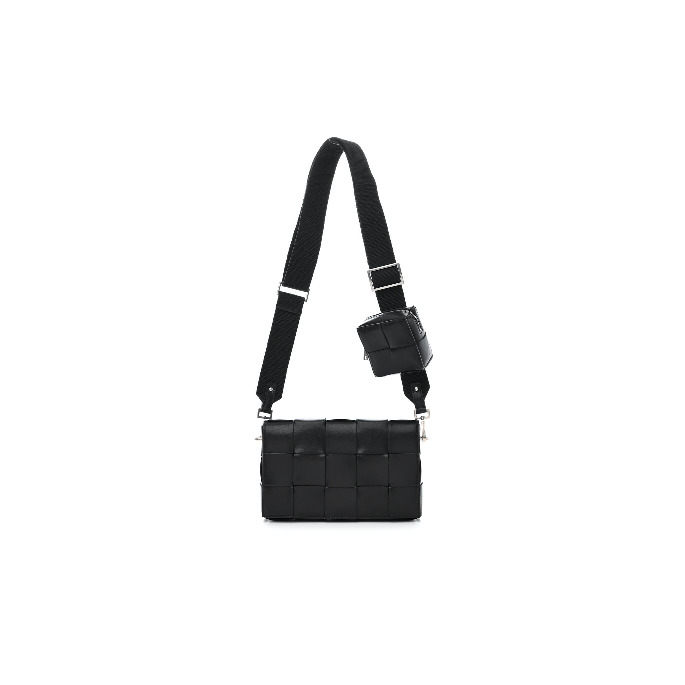 bo*te*ga Ve*ne*ta calfskin maxi intreccio cassette with strap bag black (23*15*5.5cm)