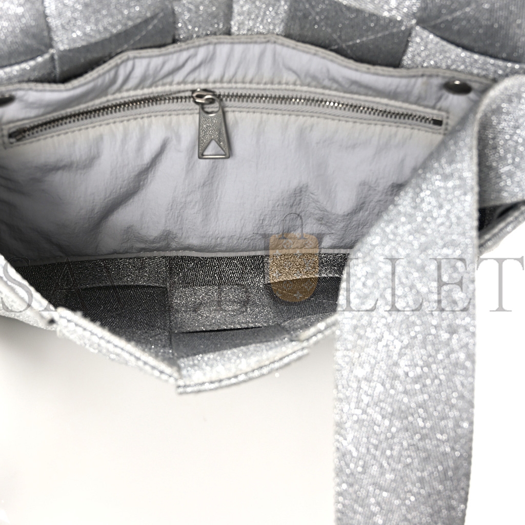 bo*te*ga Ve*ne*ta webbing maxi intrecciato cassette bag silver (23*15*5.5cm)