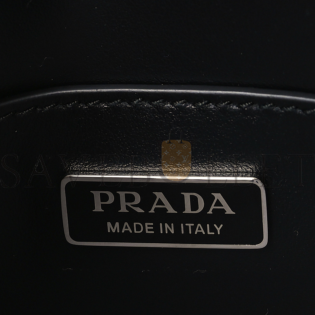 Pra*a brushed calfskin mini flap bag with strap gray (18*13*3cm)