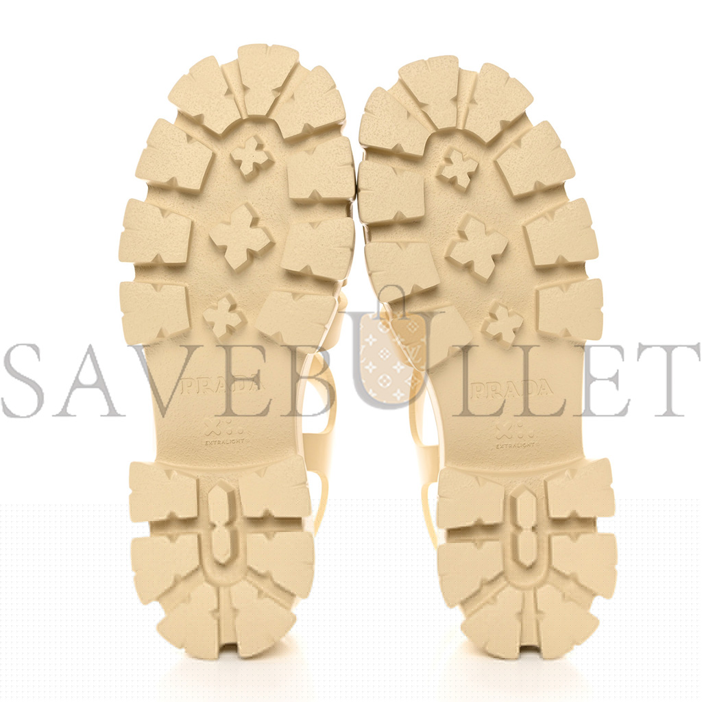 Pra*a foam rubber metal triangle logo monolith 55mm cage sandals 41 quarzo