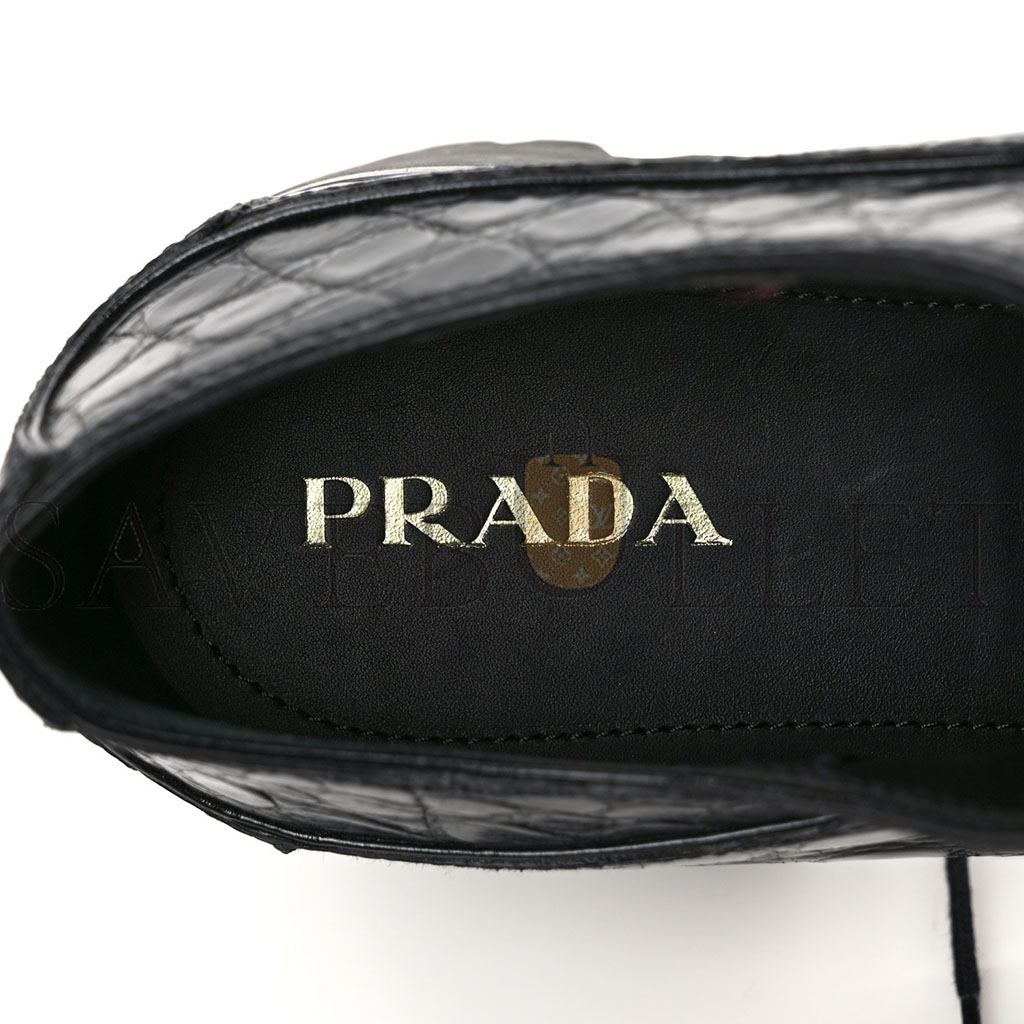 Pra*a crocodile lace up 50mm loafers 39 black