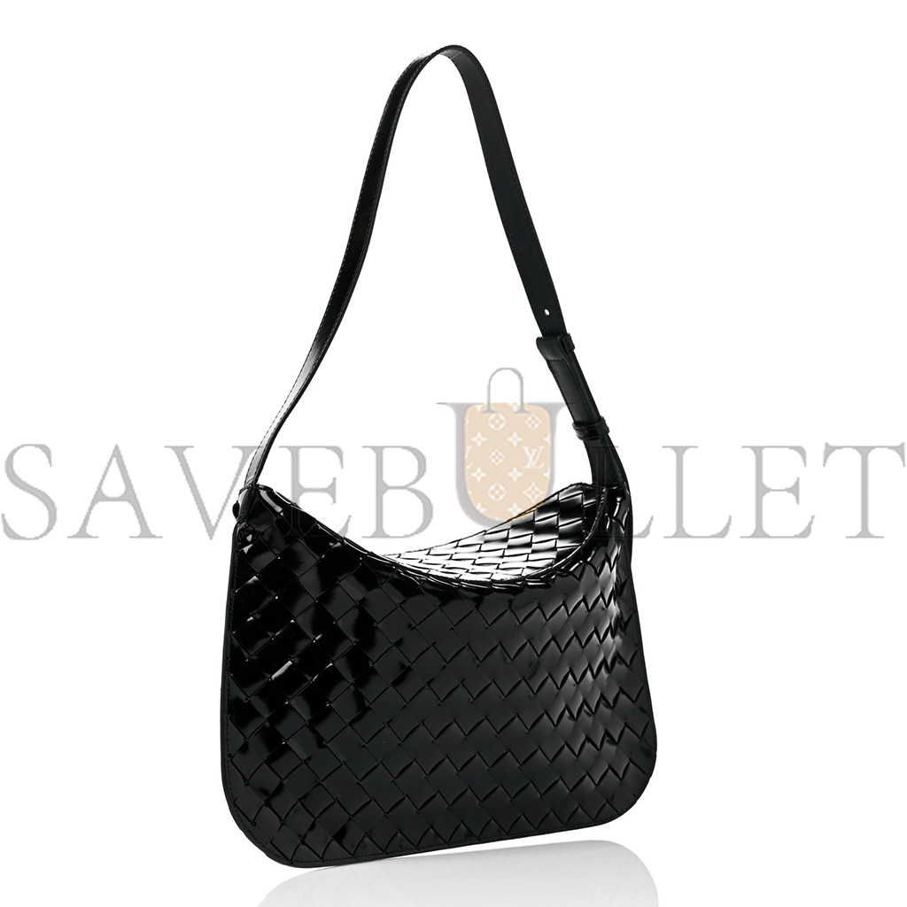 bo*te*ga Ve*ne*ta patent intrecciato shoulder bag black (32*21cm)