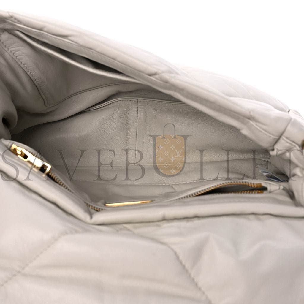 Pra*a nappa padded system patchwork bag white (23*17*8cm)