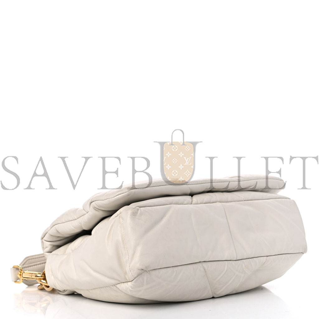 Pra*a nappa padded system patchwork bag white (23*17*8cm)