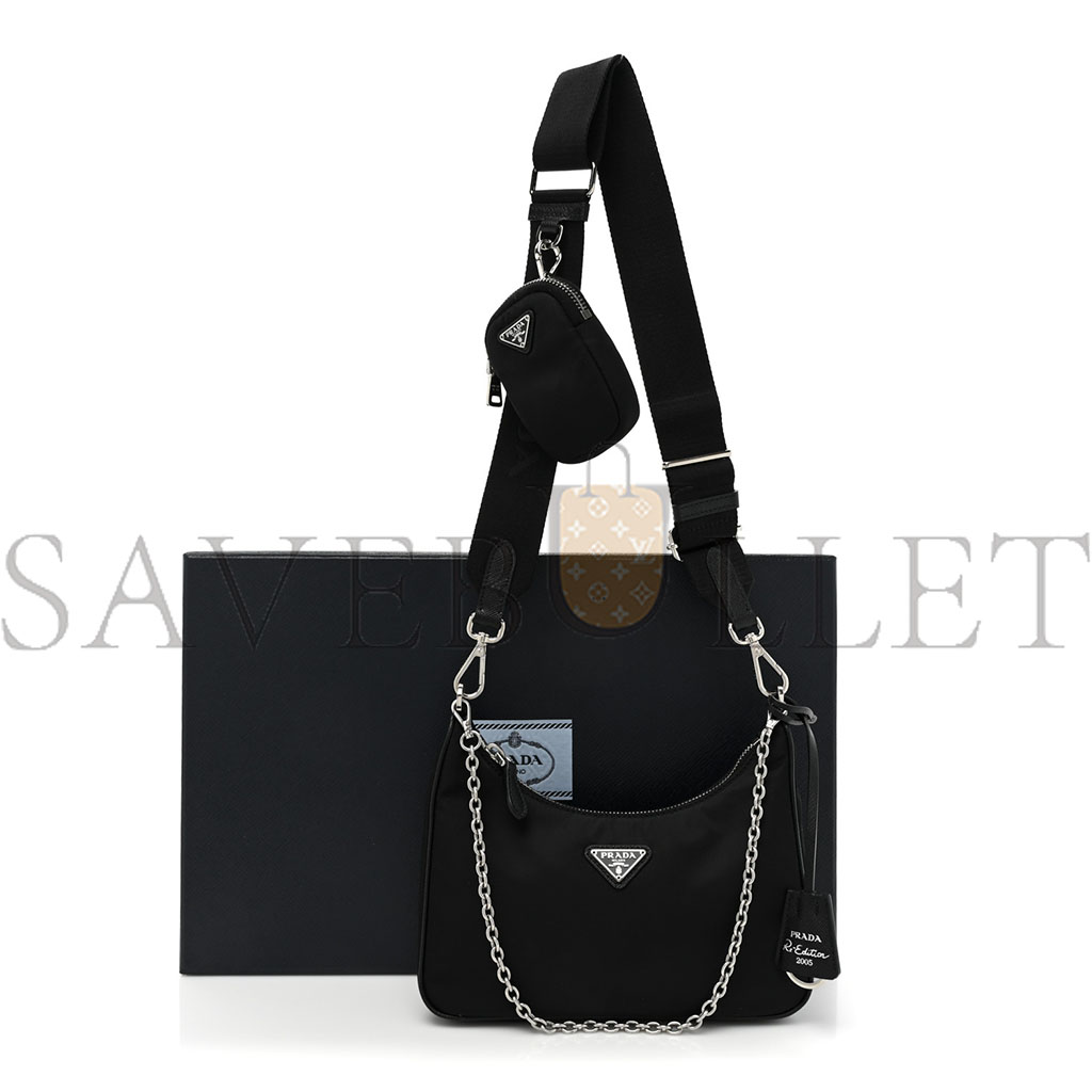 Pra*a nylon re-edition 2005 shoulder bag black (23*13*7cm)