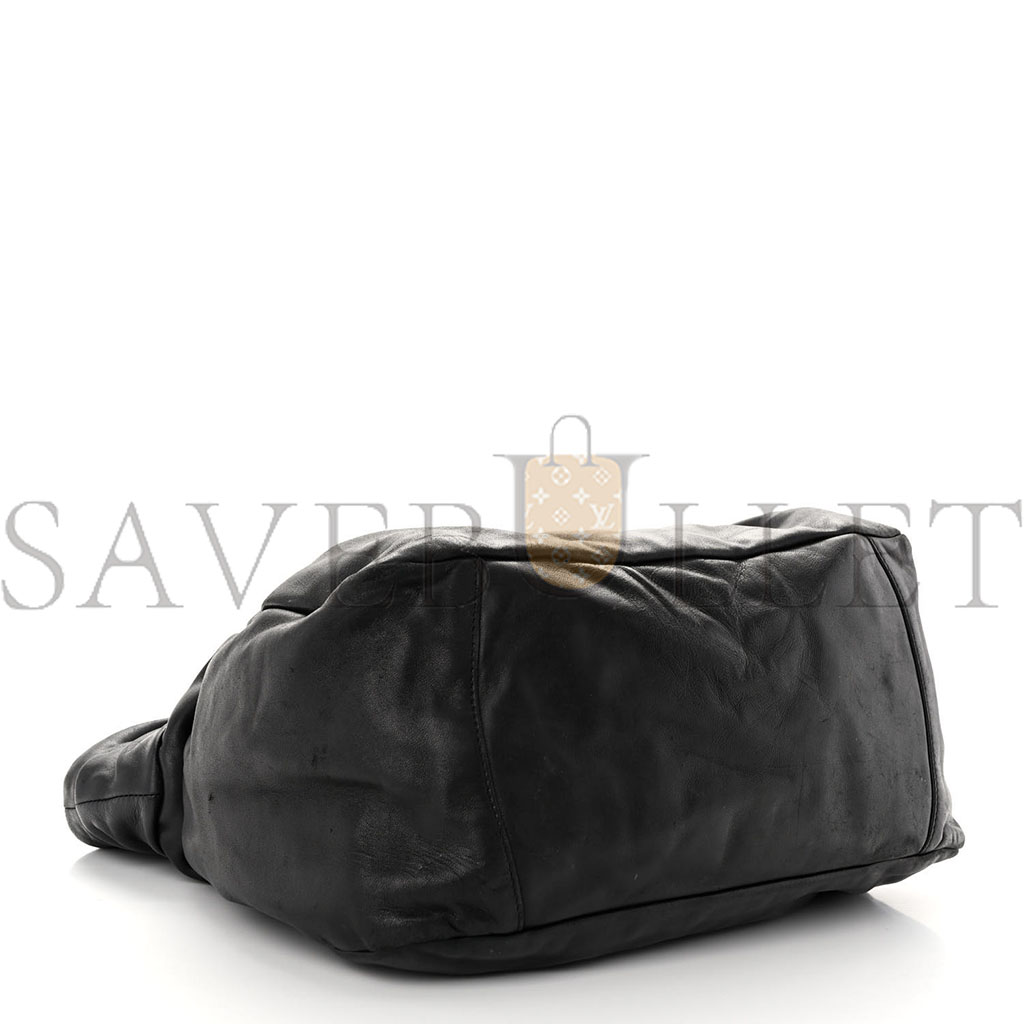 Pra*a nappa frills tote black (39*32*15cm)