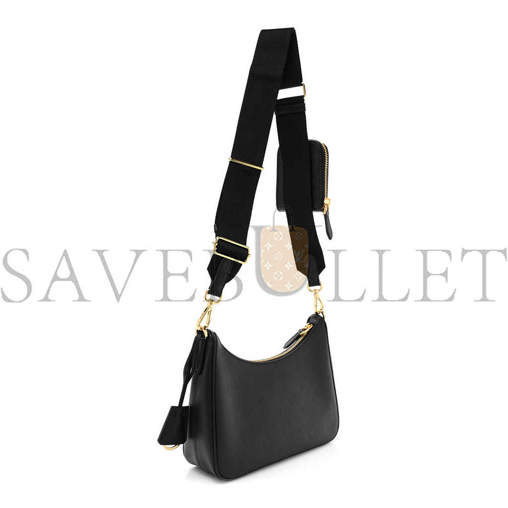 Pra*a saffiano lux re-edition 2005 shoulder bag black (22*17*6cm)