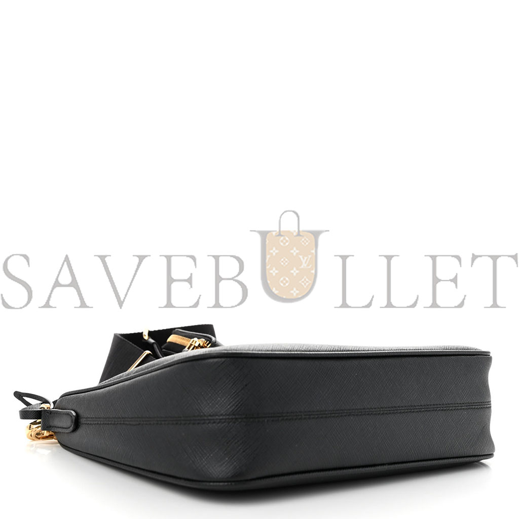 Pra*a saffiano lux re-edition 2005 shoulder bag black (22*17*6cm)