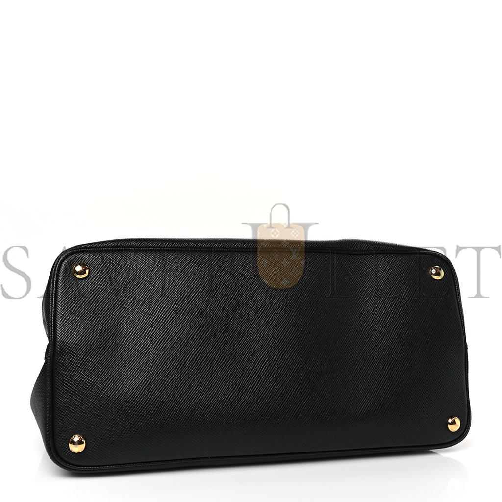 Pra*a saffiano cuir large double bag black fuoco (35*27*17cm)