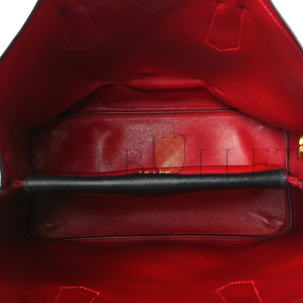 Pra*a saffiano cuir large double bag black fuoco (35*27*17cm)