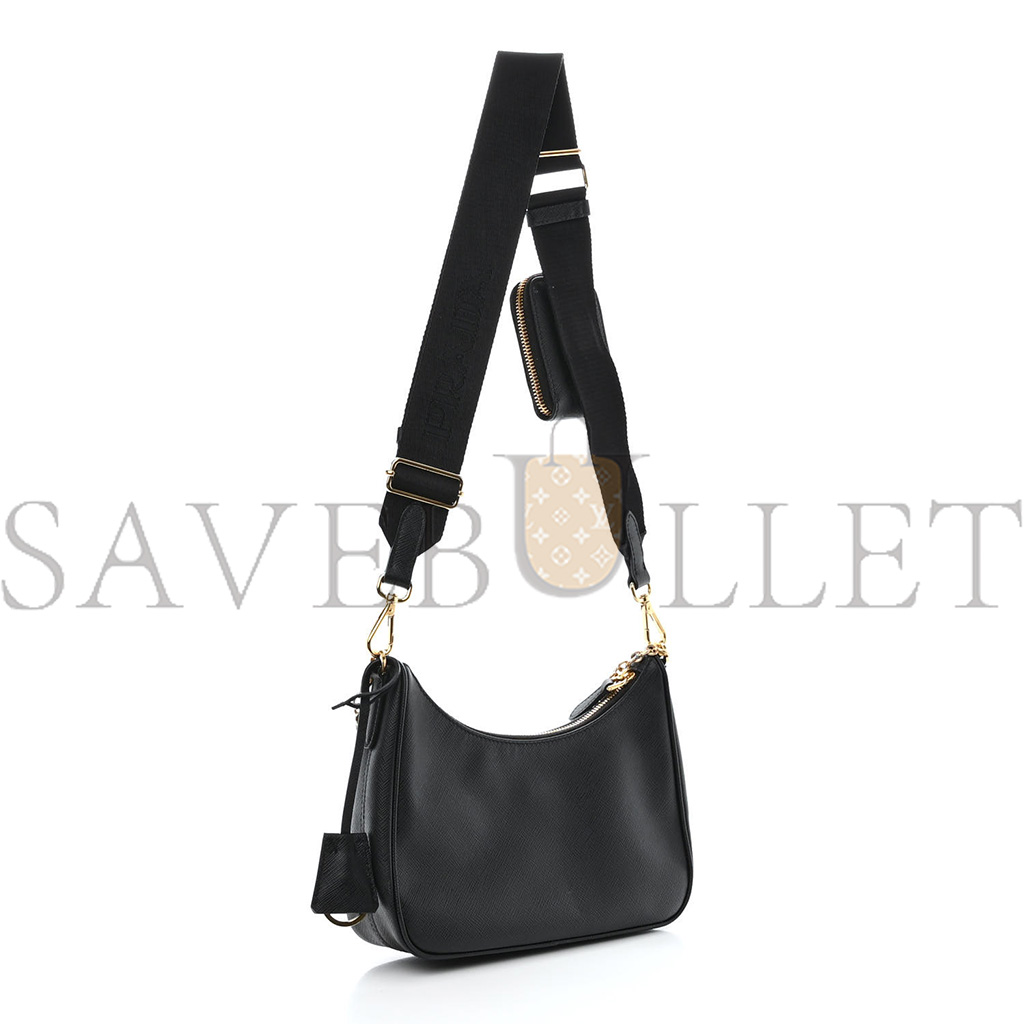Pra*a saffiano lux re-edition 2005 shoulder bag black (22*17*6cm)