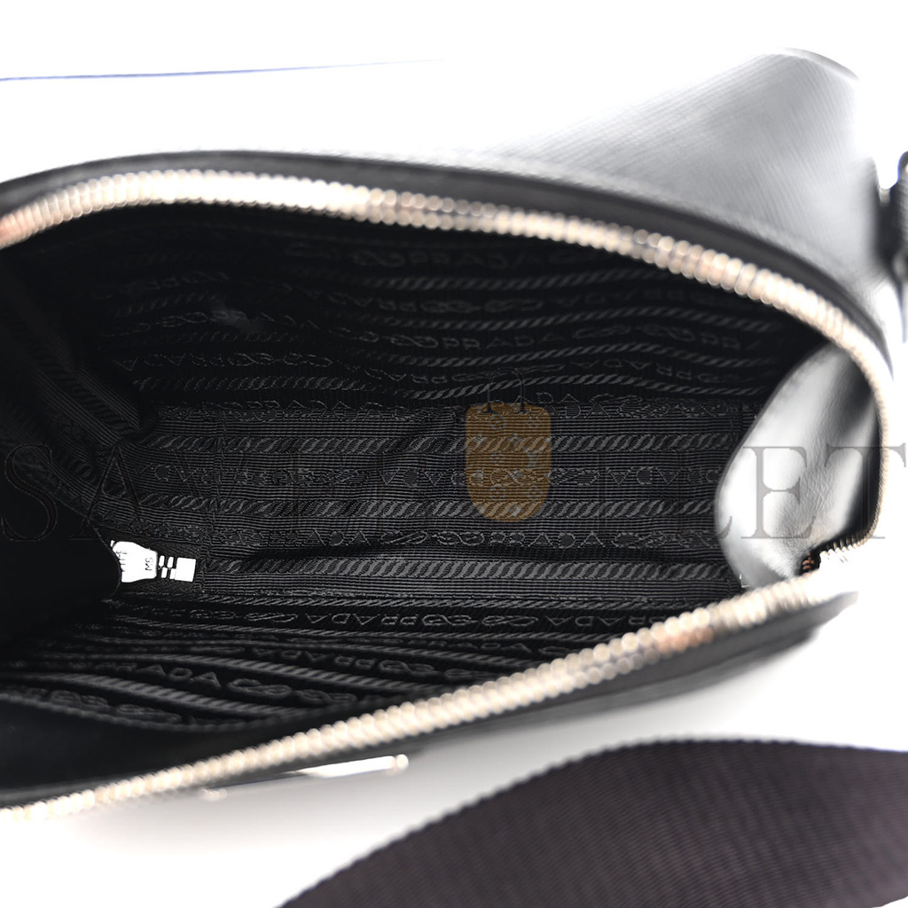 Pra*a saffiano travel mens brique crossbody bag black (19*13*6cm)