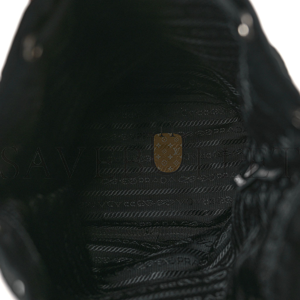 Pra*a saffiano tessuto nylon vela bucket wristlet black (22*15*10cm)