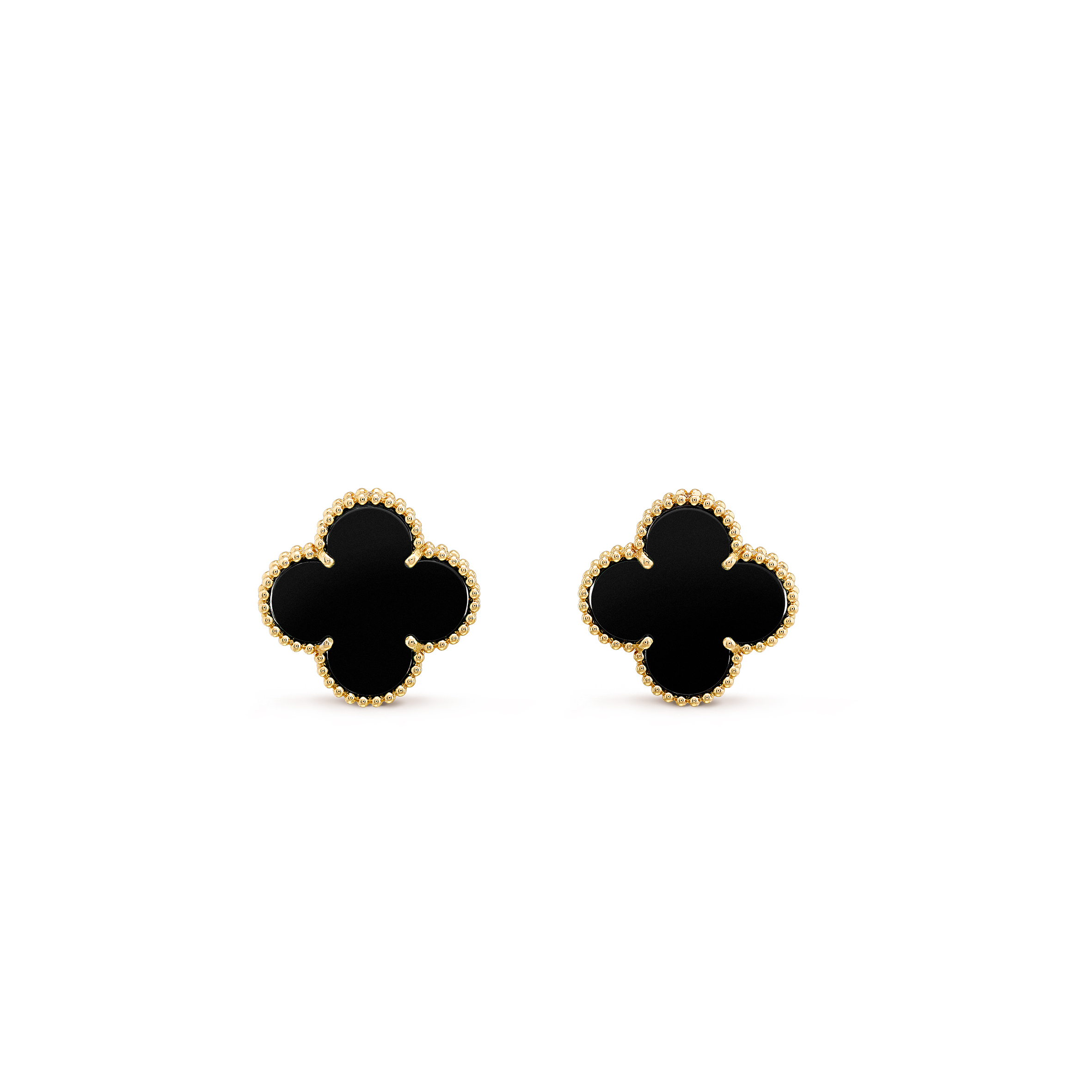 V*N CL*F  arpels magic alhambra earrings - yellow gold, onyx  vcara44300