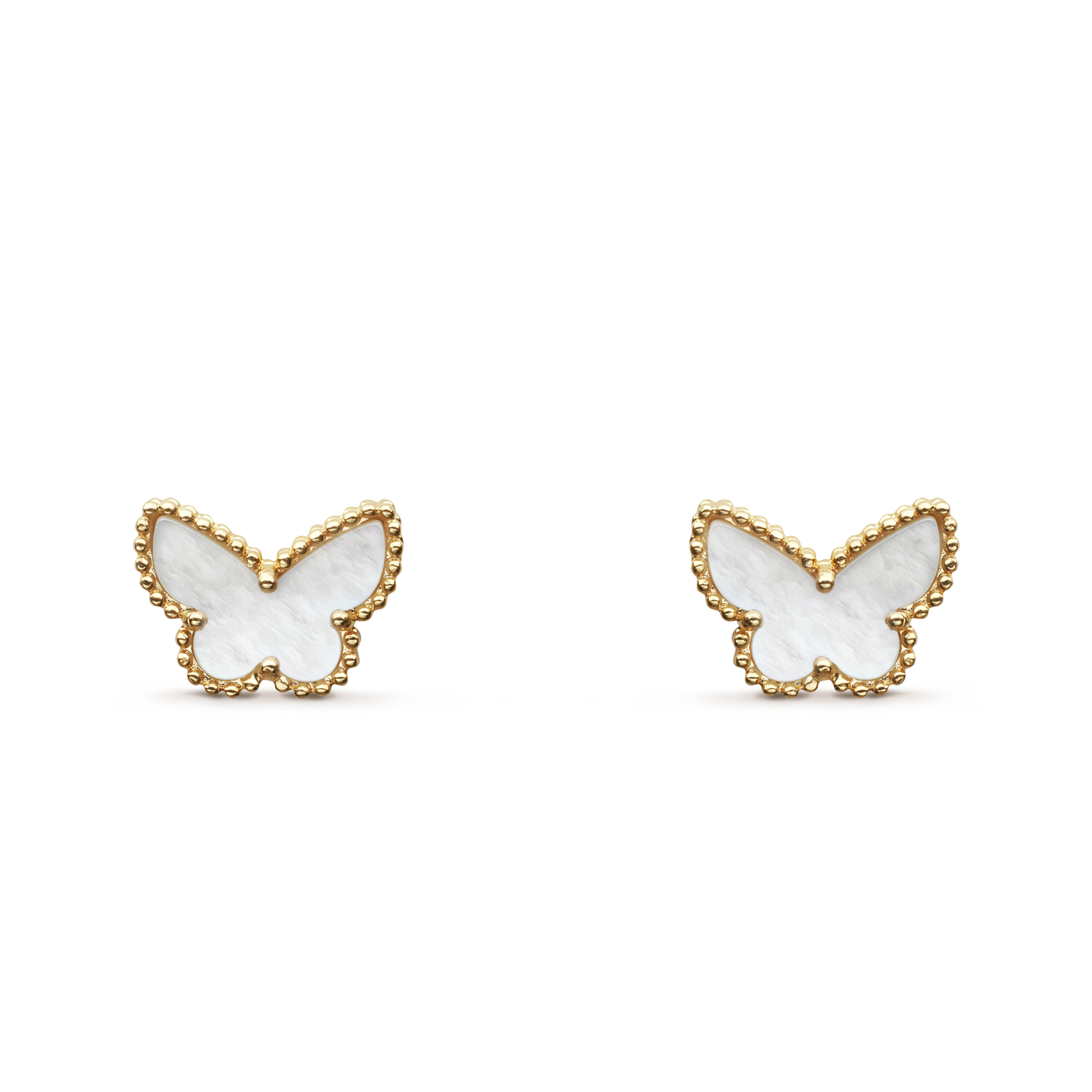 V*N CL*F arpels sweet alhambra butterfly earstuds - yellow gold, mother-of-pearl  vcarn5jm00