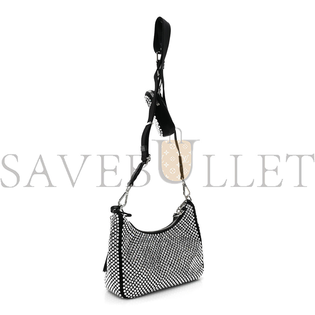 Pra*a satin crystal re-edition 2005 shoulder bag cristal (22*17*6cm)