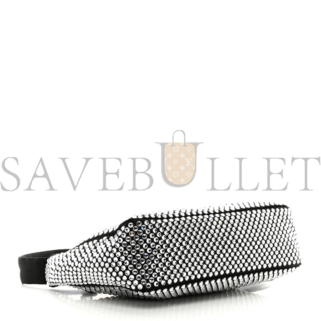 Pra*a satin crystal mini re-edition 2000 bag black (22*17*6cm)