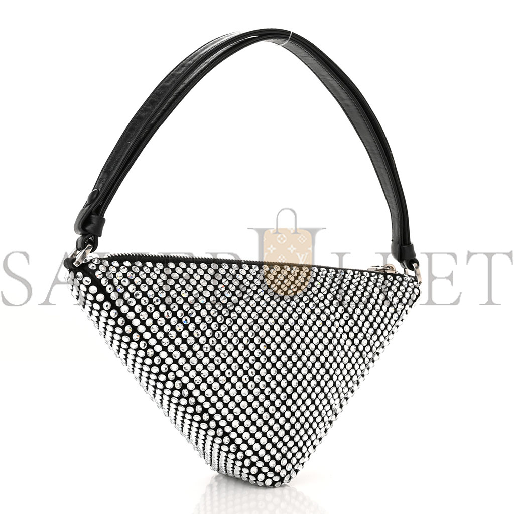 Pra*a satin crystal triangle pouch cristal (26*15*6cm)
