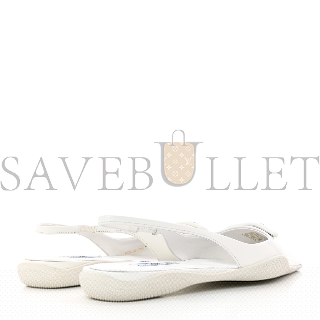 Pra*a spazzolato triangle logo pointed toe slingback flats 37 white