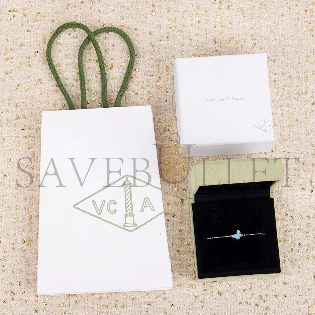 V*N CL*F arpels sweet alhambra butterfly bracelet - white gold, turquoise  vcarf80400