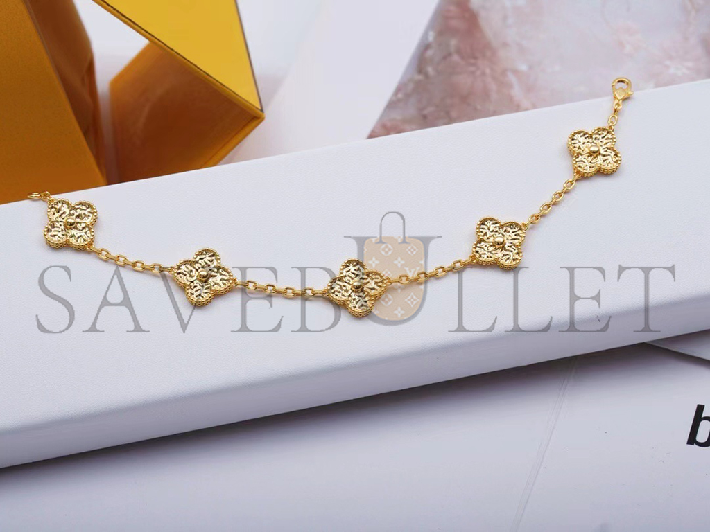 V*N CL*F arpels vintage alhambra bracelet, 5 motifs - yellow gold  vcaro1ie00