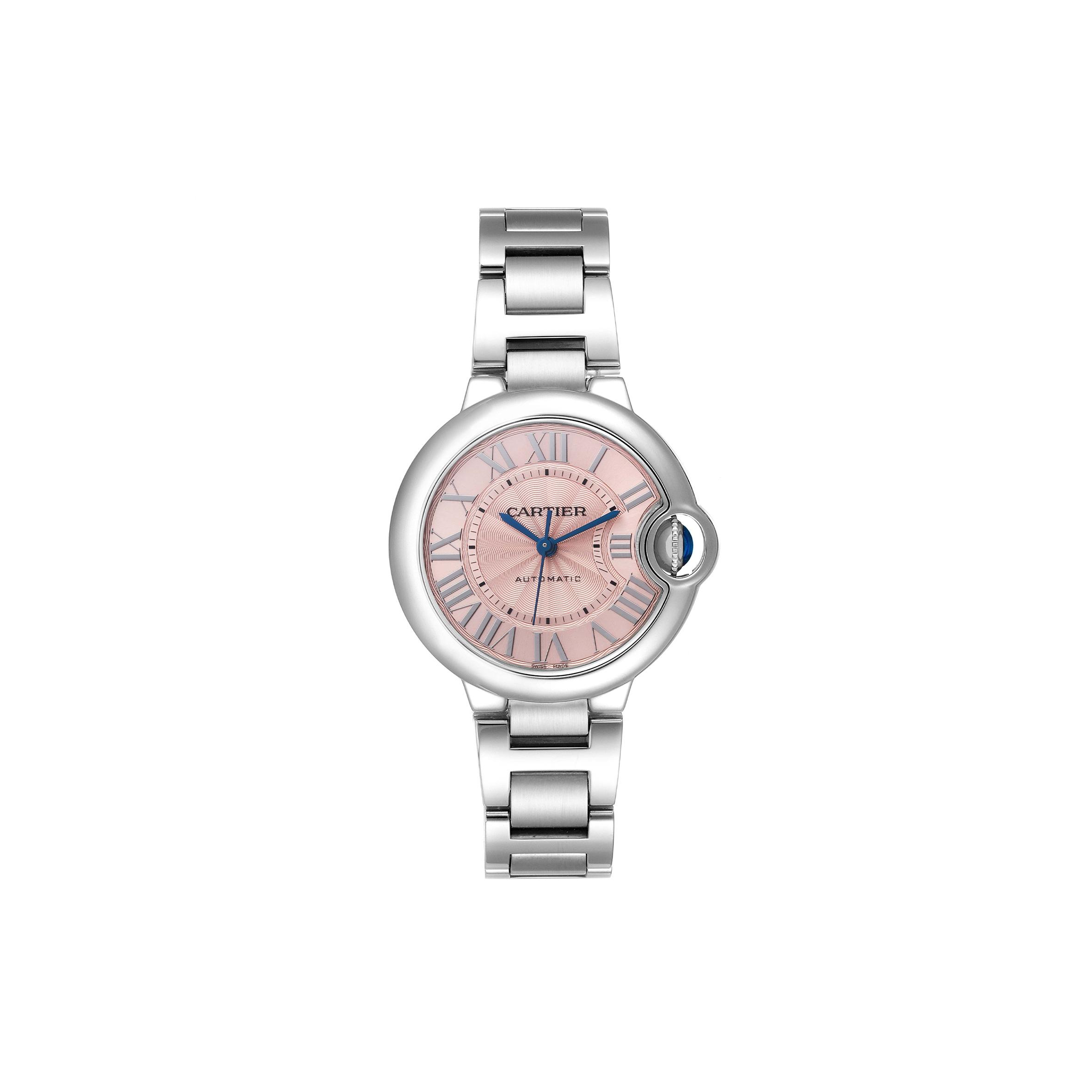 Ca*t*er ballon bleu midsize steel pink dial ladies watch w6920041