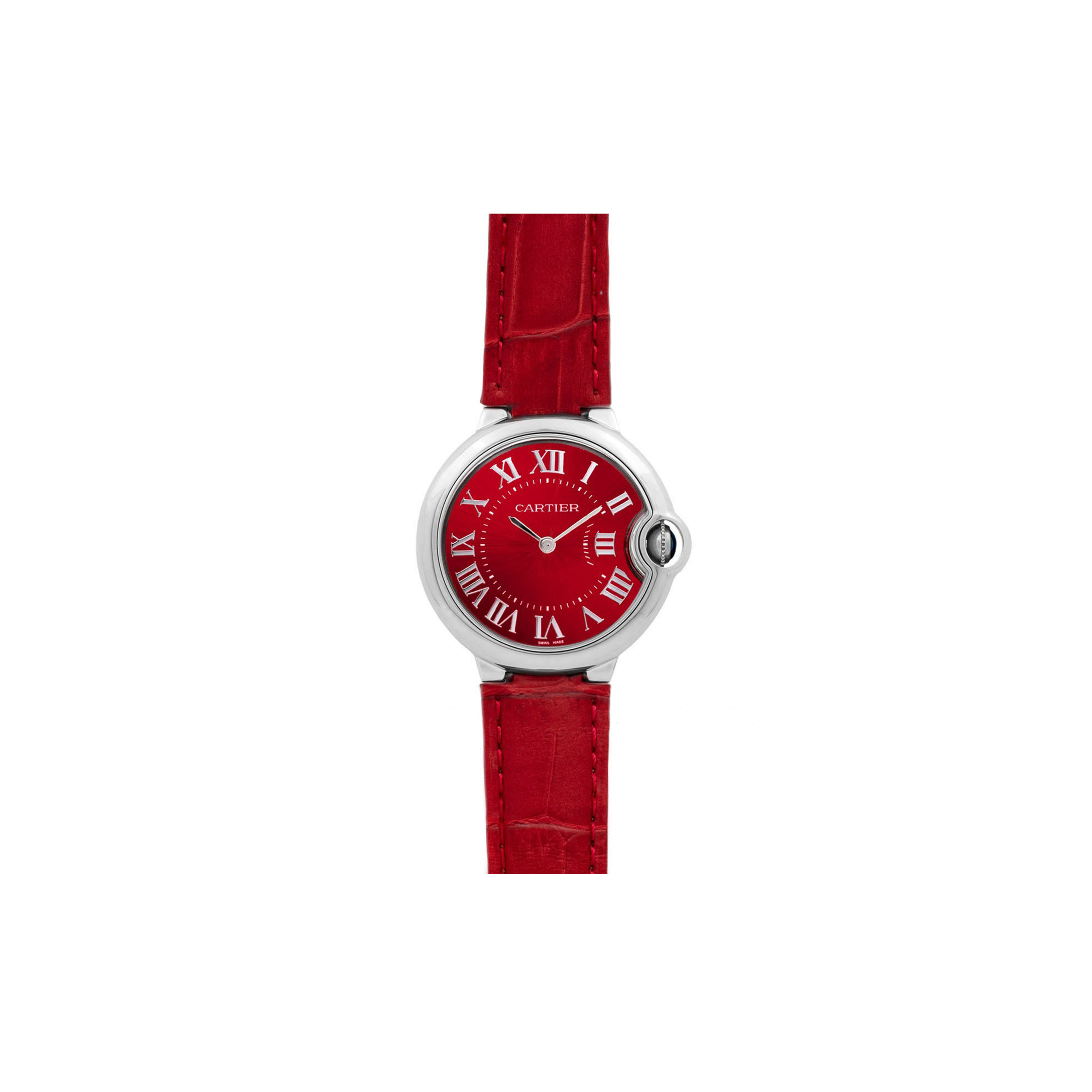 Ca*t*er ballon bleu de Ca*t*er 33mm quartz red dial in red leather strap wsbb0022