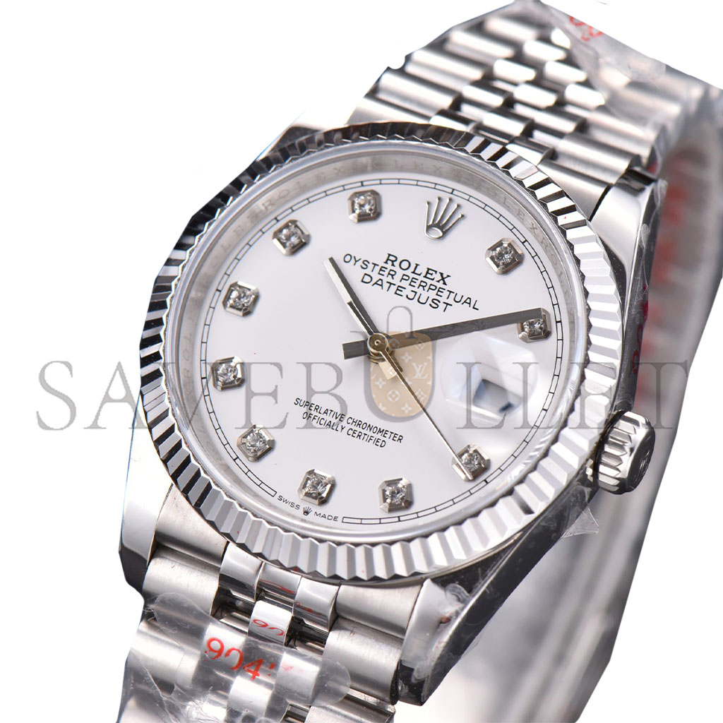 r*l*x datejust gmf white dial Di*m*nd marker jubilee bracelet watch 126334