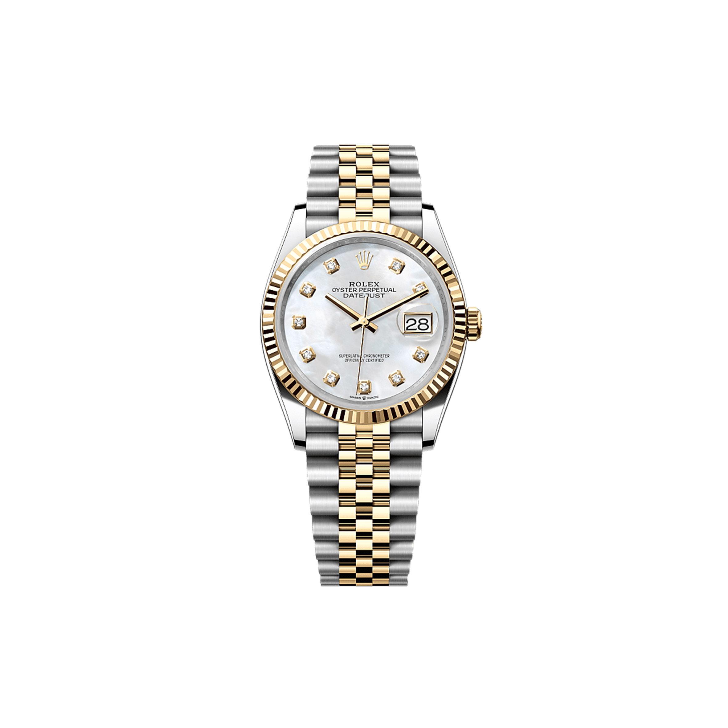 R*l*x datejust 36 oyster, 36 mm, oystersteel and yellow gold watch 126233