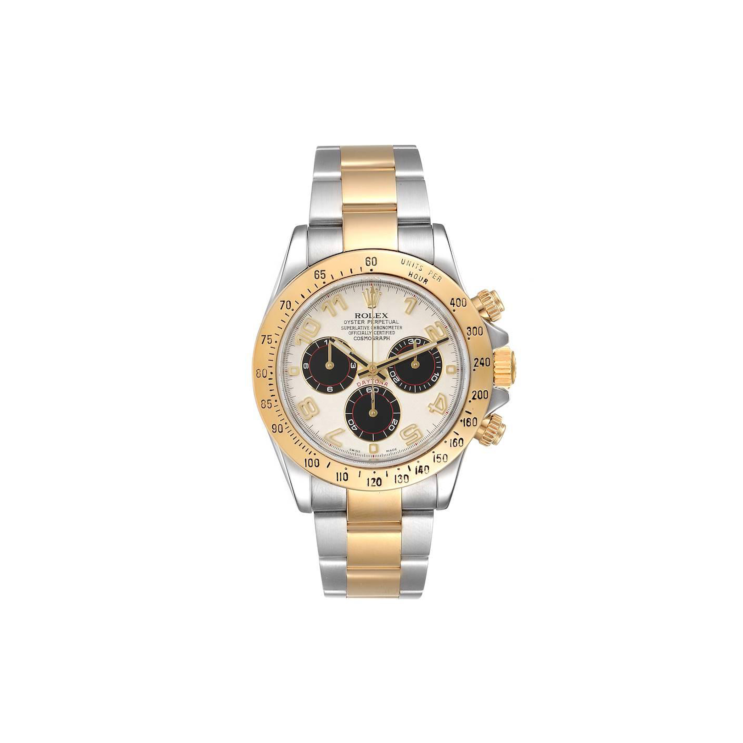 R*l*x daytona steel 18k yellow gold panda dial 40mm watch 116523