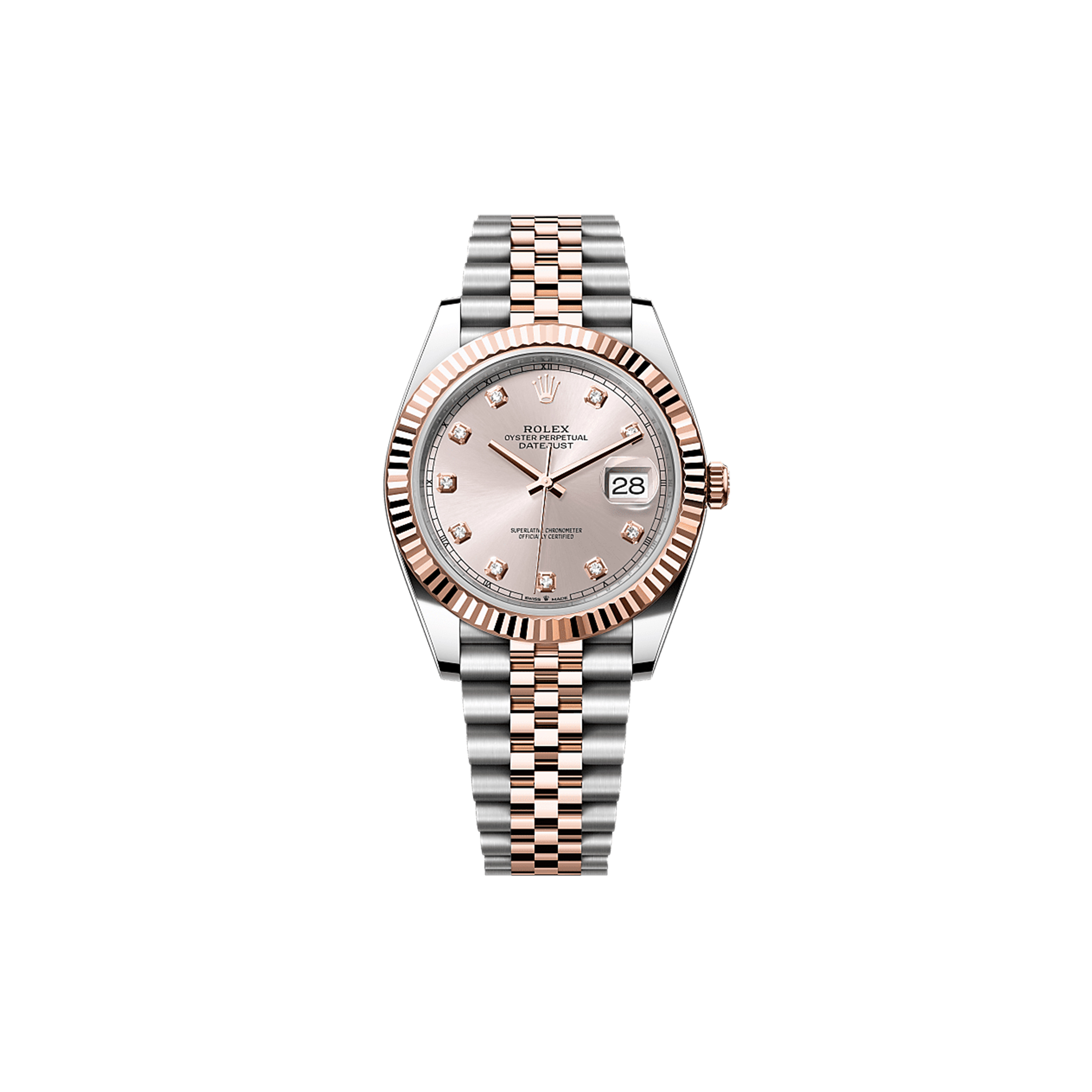 R*l*x datejust 41 oyster, 41 mm, oystersteel and everose gold watch 126331-0008