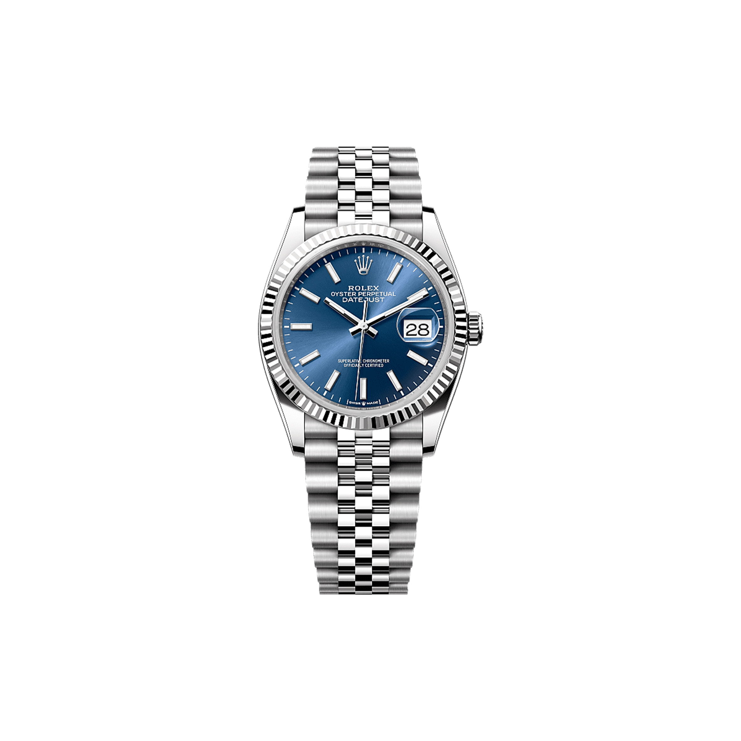 R*l*x datejust 36 oyster, 36 mm, oystersteel and white gold watch 126234-0017