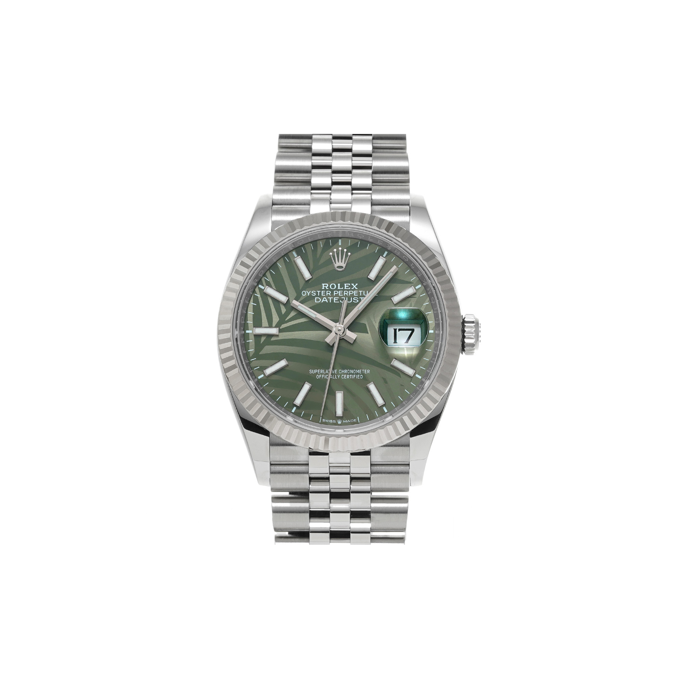 R*l*x datejust olive green palm theme 41mm watch 126234-0047