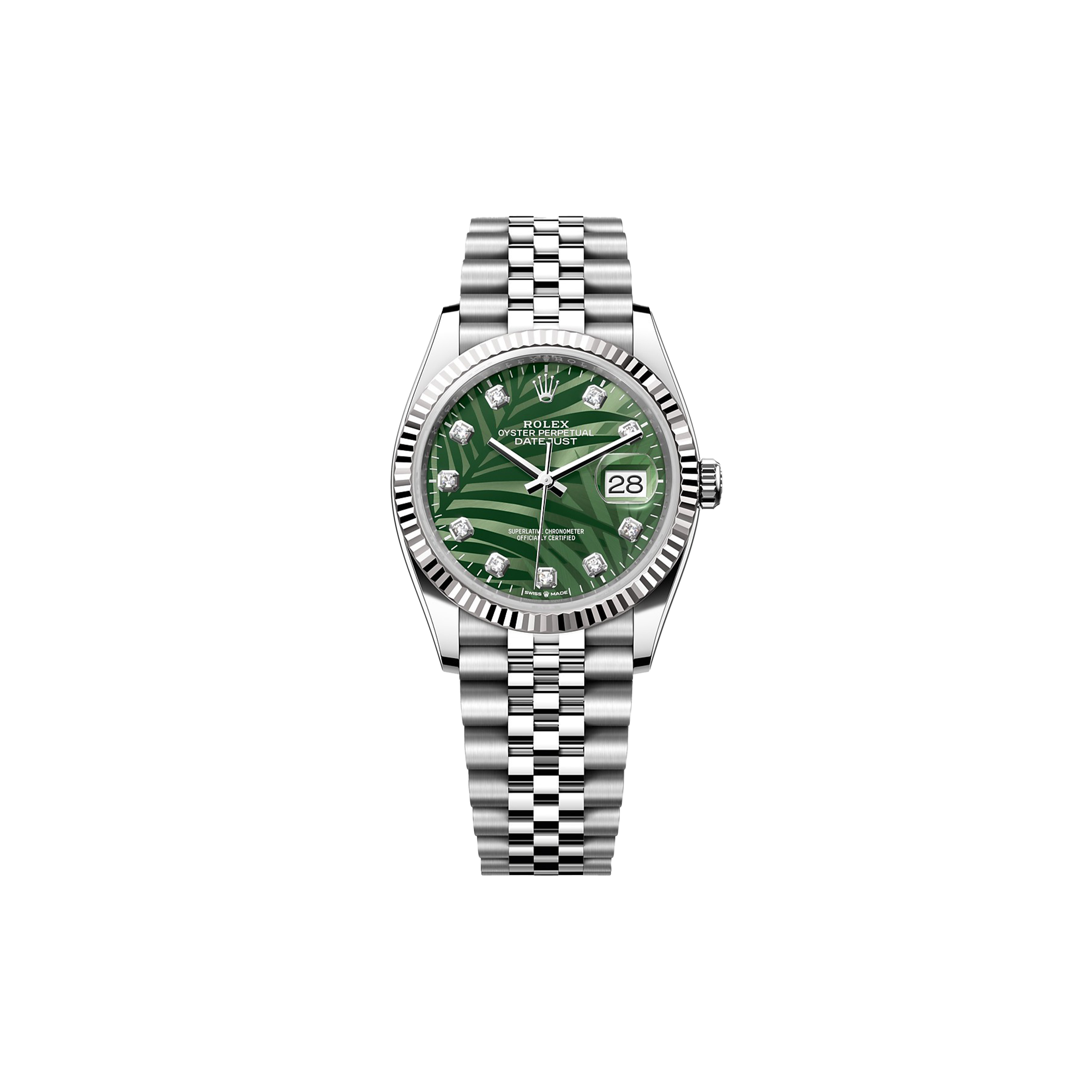 R*l*x datejust olive green palm theme 41mm watch 126234-0055