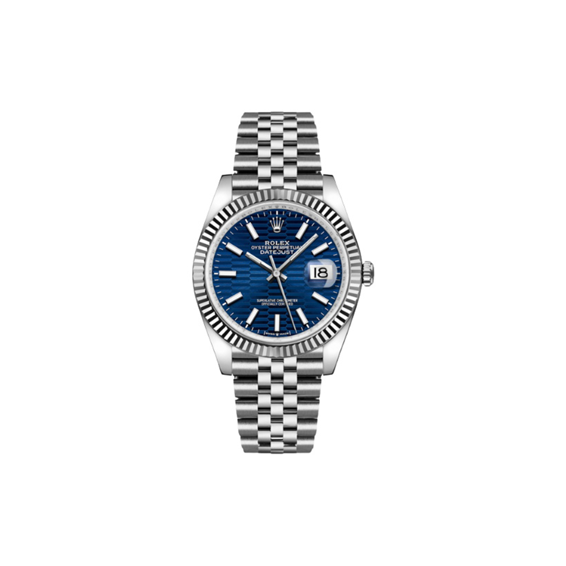 R*l*x datejust blue fluted pattern dial 36mm watch 126234-0049
