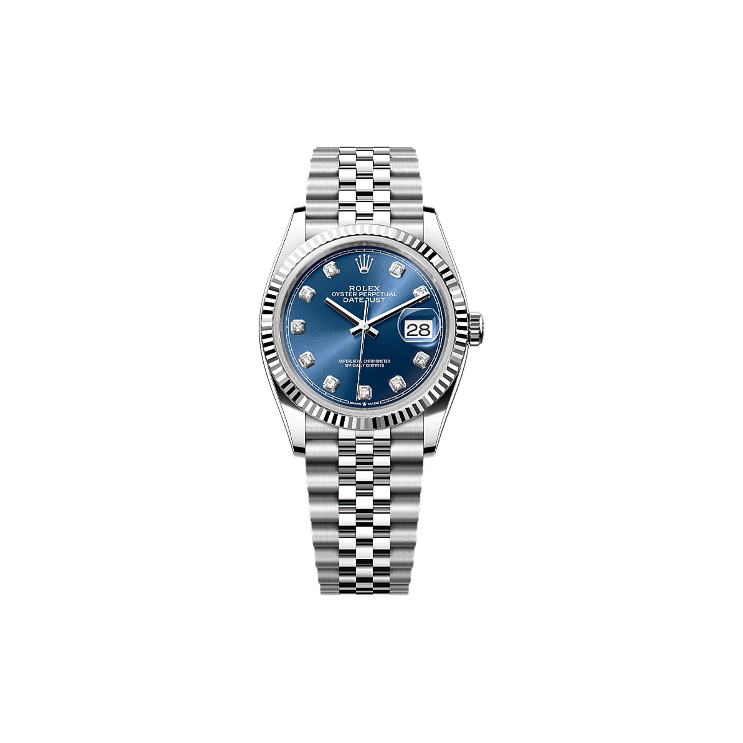 R*l*x datejust 36 oyster, 36 mm, oystersteel and white gold watch 126234-0037