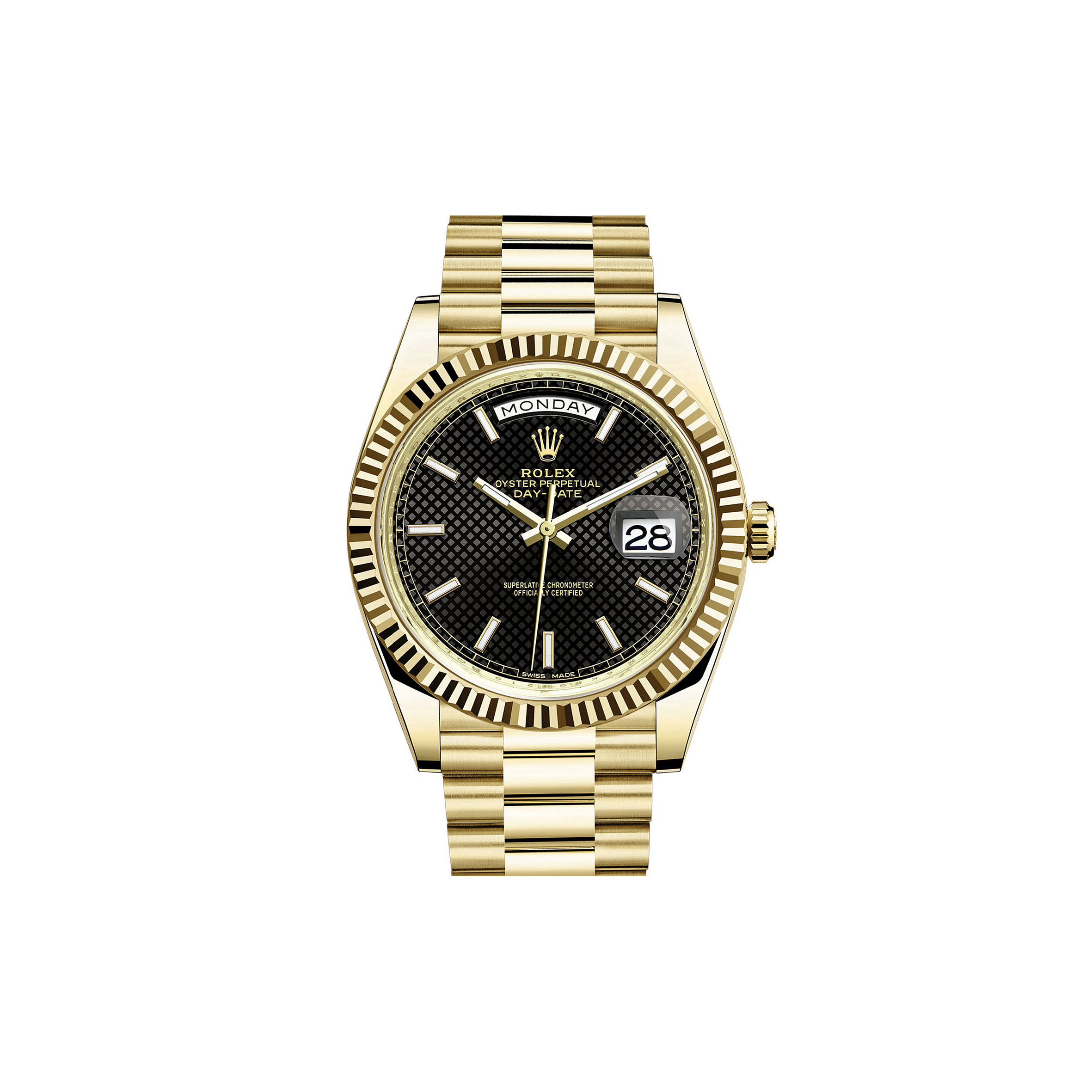 r*l*x day-date gold ring black F**e watch 228238-0007