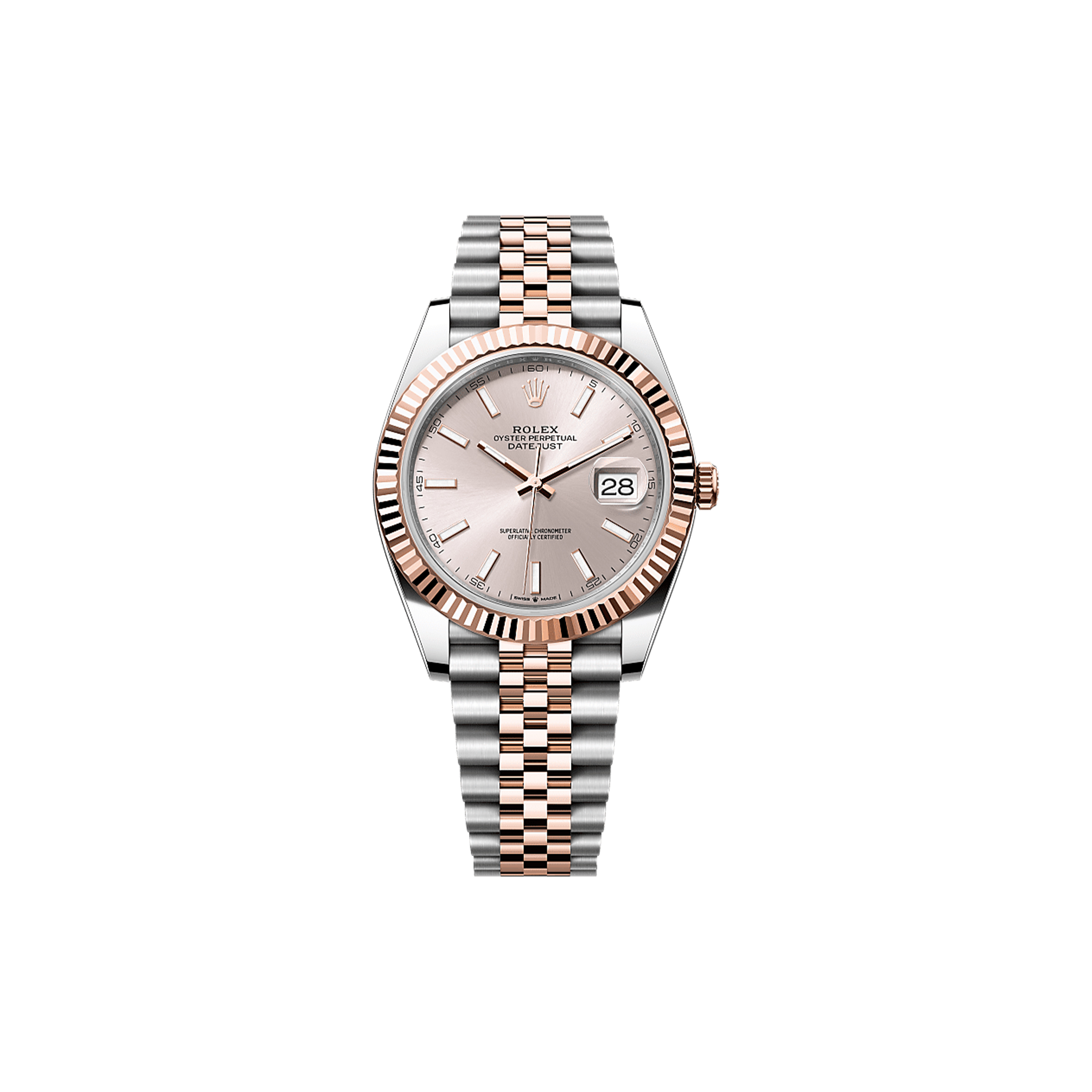 R*l*x datejust 41 oyster, 41 mm, oystersteel and everose gold watch 126331-0010
