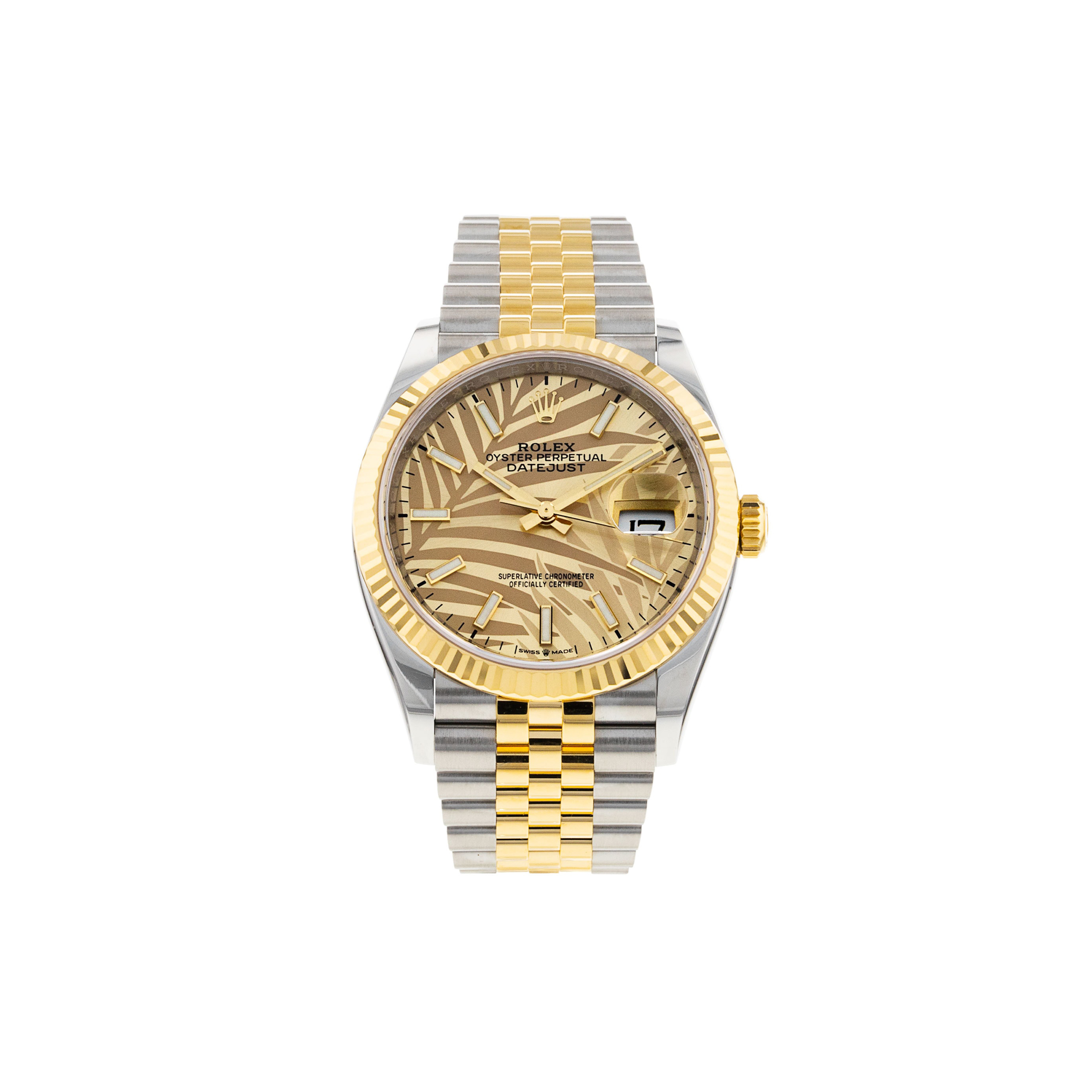 R*l*x datejust golden palm watch 126233
